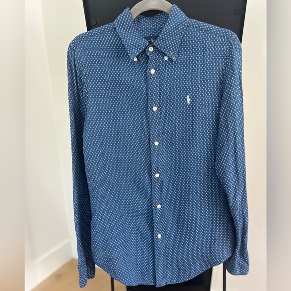 Ralph Lauren Tops - Ralph Lauren Classic Fit Denim Linen Ladies Button Down Shirt